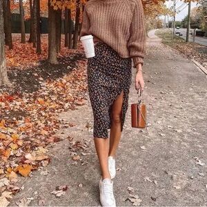 Lucy Paris Alina Animal Print Midi Skirt Size Small